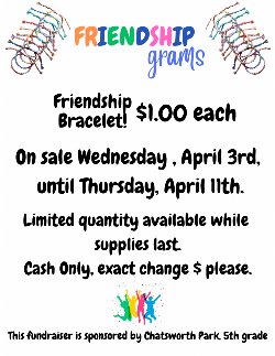 5th Grade - Friendship Grams Sale (Informational Flyer 1)